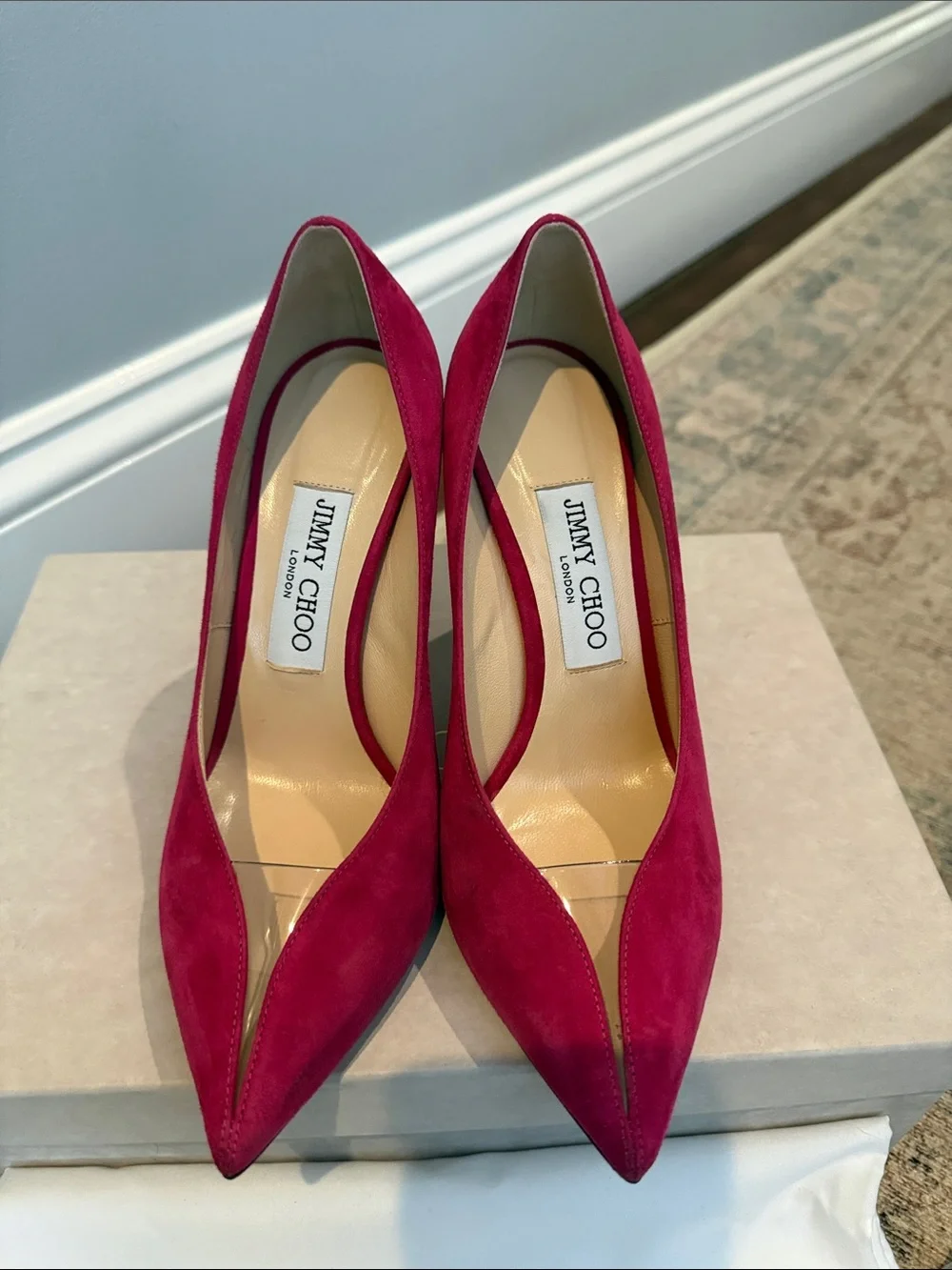 Jimmy Choo Fuchsia Suede Pointed-Toe Stiletto Pumps